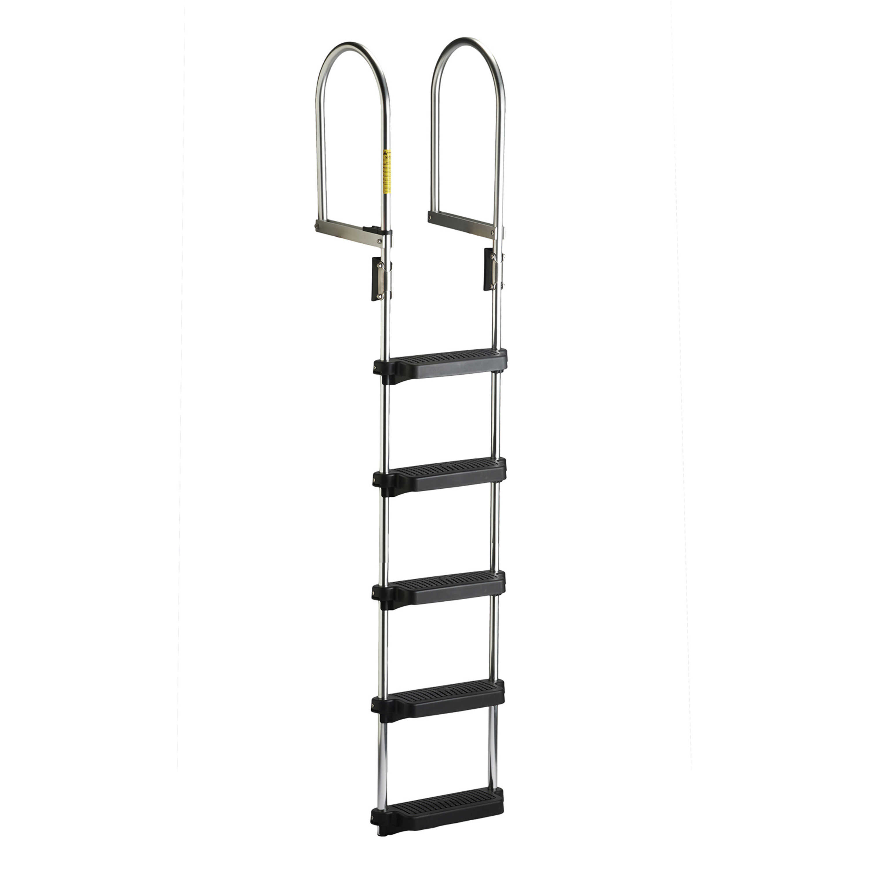 Garelick 15650:01 Dock/Raft Ladder, Flip-Up with Black Poly Steps - 5-Step