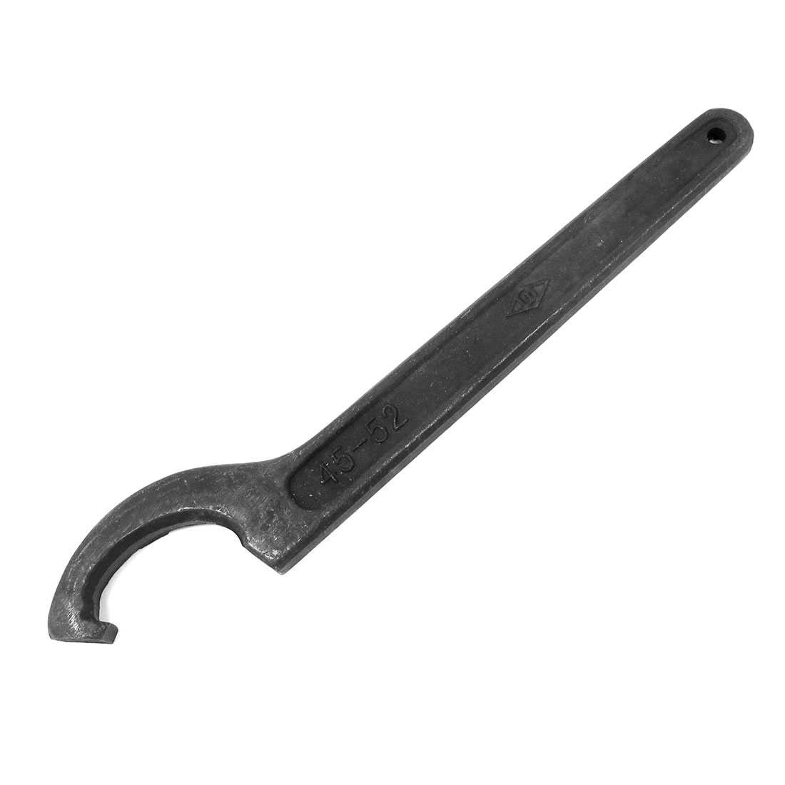 45-52mm Opening Dia Carbon Steel Hook Spanner Wrench Black 190mm x 27mm