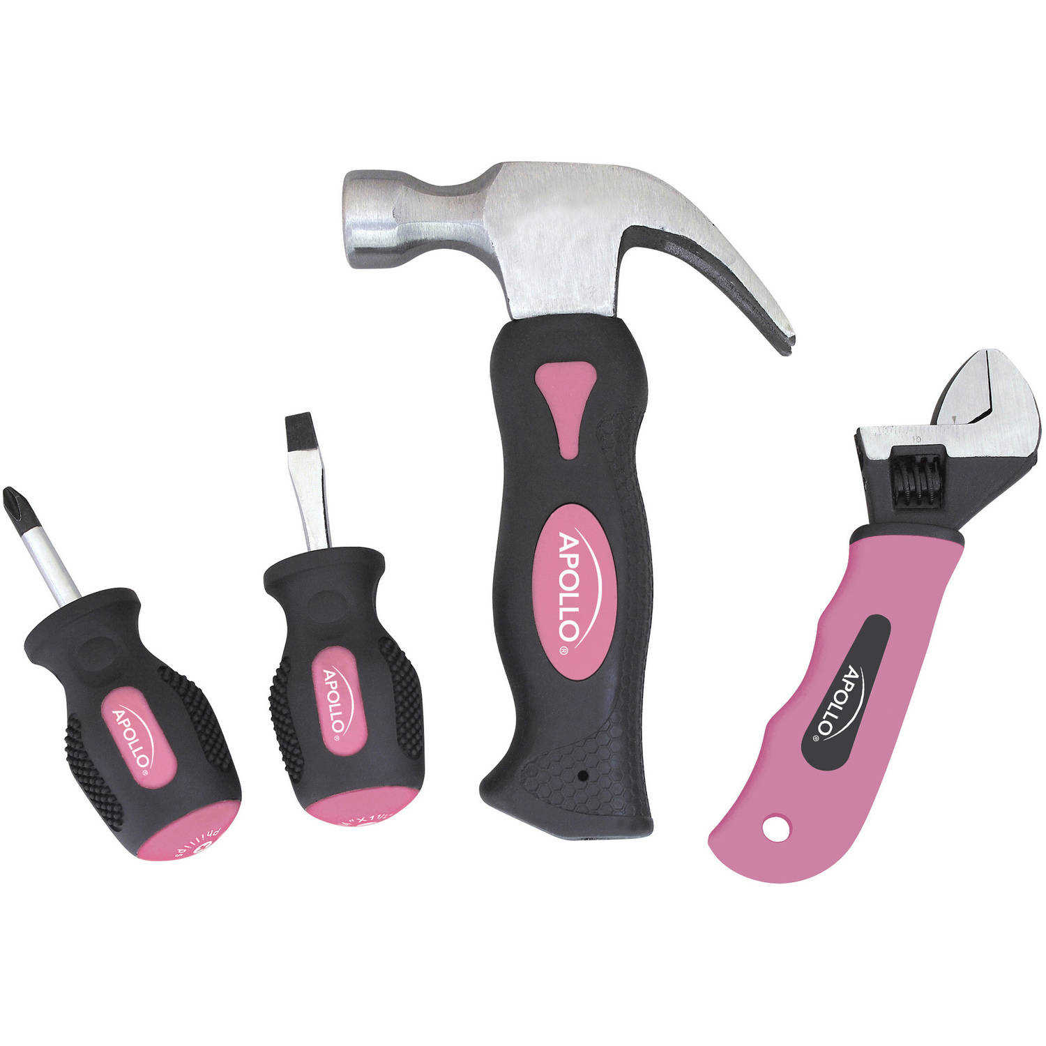 Apollo Precision Tools 4-Piece Stubby Tool Set, Pink