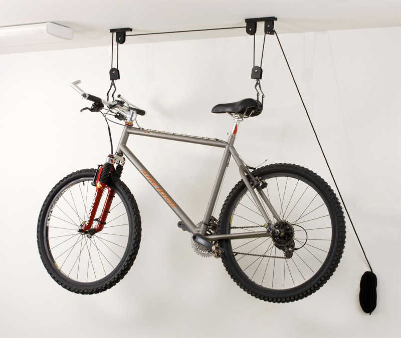 STKUSA Ceiling Mounted Bike Lift, 2 Steel Brackets with Pulley 2 Steel Hooks