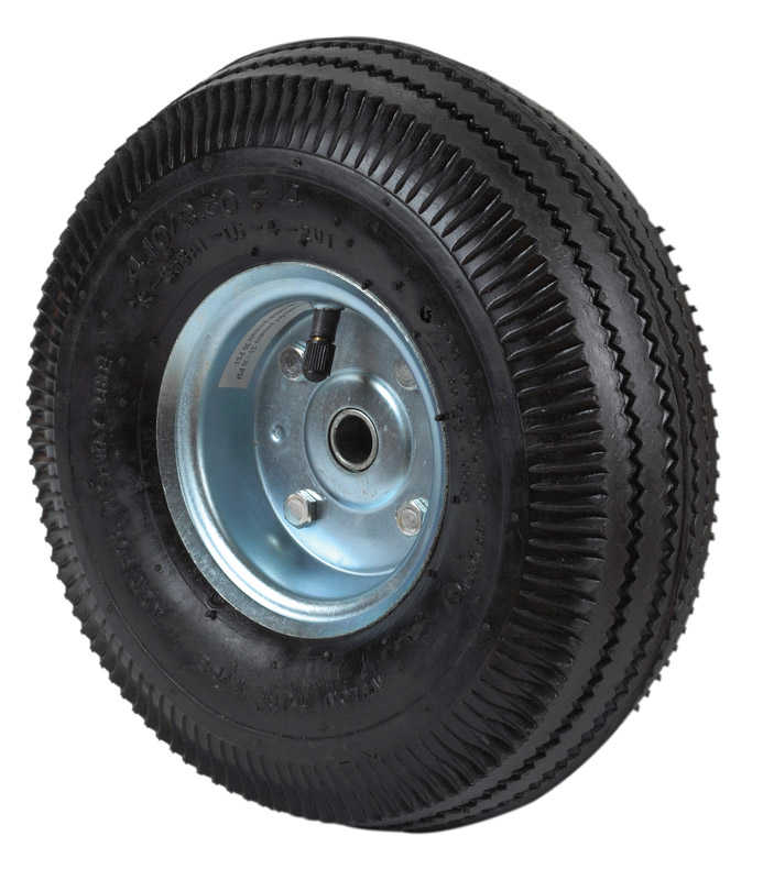 Apex Hand Truck Replacement Pneumatic Wheel 10' X 3.5' 4.10 / 3.5 - 4 Solid Rubber Offset 16mm