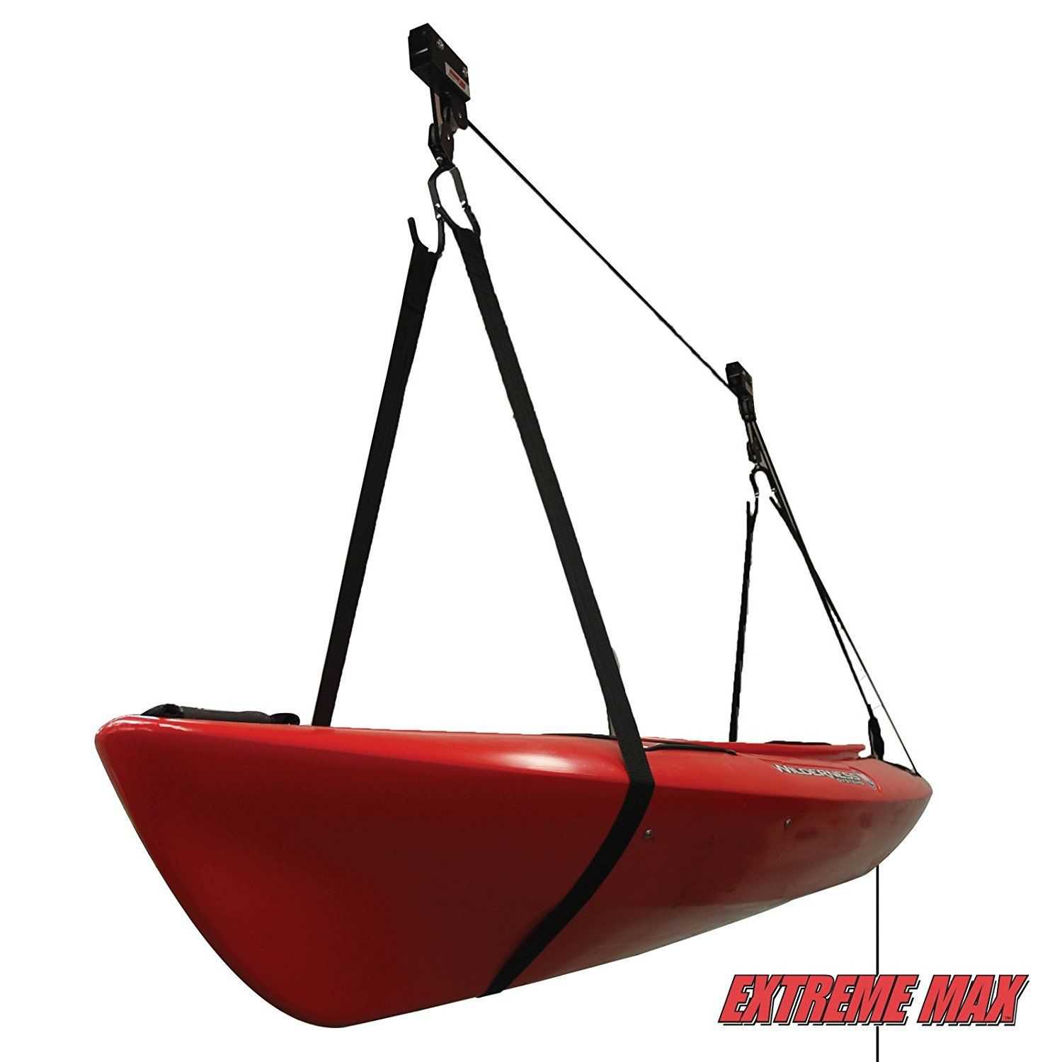 Extreme Max 70360 120 lb. Capacity Kayak Hoist Complete System For Garage.
