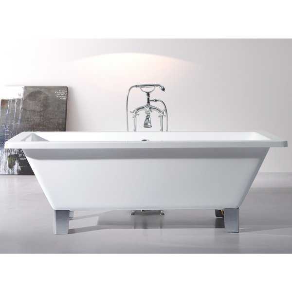 Modern Freestanding 71-inch Acrylic Tub with Square Feet