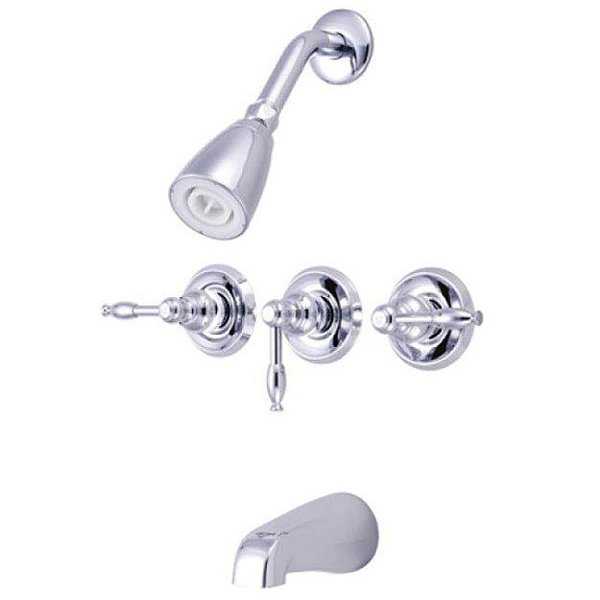 Triple Handle Chrome Tub and Shower Faucet