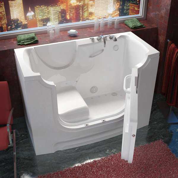 MediTub Wheelchair Accessible 30x60-inch Right Drain White Air Jetted Walk-In Bathtub