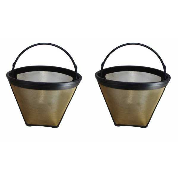 2pk Replacement Gold Tone Coffee Filters, Fits Cuisinart, Washable & Reusable, Compatible with Part GTF4